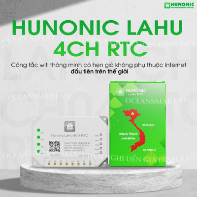 Công Tắc Thông Minh Wifi Hunonic, Công Tắc Hẹn Giờ Không Cần Internet - LAHU04 RTC
