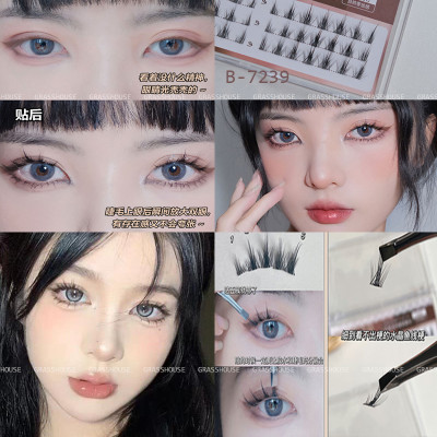 Lông mi giả trong suốt BQI nâu B-7239 mô phỏng lông mi tự nhiên từng đoạn rời sợi đơn siêu mịn 