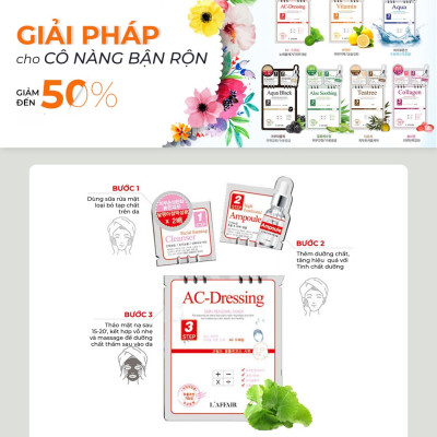 Hộp 10 mặt nạ tái tạo - trẻ hóa da - ngăn ngừa mụn 3 bước Rainbow L