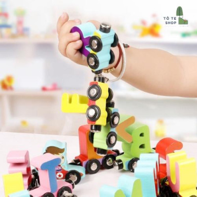 Đoàn Tàu Kéo Số Và Chữ Nam Châm, Đồ Chơi Gỗ Giáo Dục Phát Triển Trí Tuệ Cho Bé