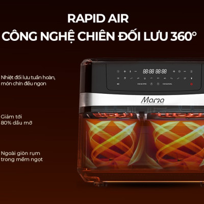 [New] Nồi chiên không dầu 2 ngăn 10L Sunhouse Mama SHD4098 - Chế độ riêng - Tiết kiệm thời gian - Công nghệ Rapid Air - Hàng chính hãng
