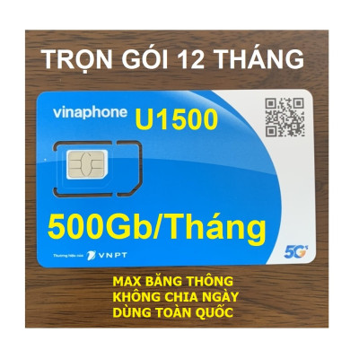 Sim Vinaphone U1500-Phôi 5G-500GB/tháng Trọn gói 12 tháng (500Gb/tháng tốc độ cao, Max băng thông, không chia theo ngày, dùng toàn quốc)-Hàng Chính Hãng
