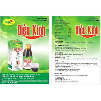 Điều Kinh PQA Giúp Bổ Huyết Điều Hòa Kinh Nguyệt, Giảm Đau Bụng Rong Kinh Hộp 125ml