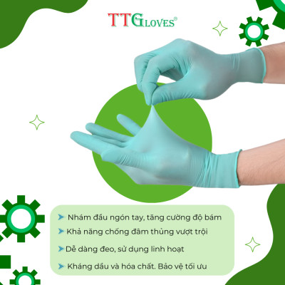 Găng Tay Y Tế Size M Màu Xanh Lá (100 Chiếc)_Không Bột Nitrile TTGLOVES