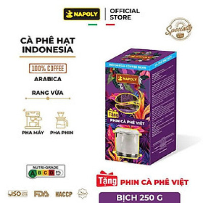 Cà Phê Arabica INDONESIA - Hương Trái Cây & Gỗ Hương - Rang Nguyên Hạt, Dùng Pha Máy/Phin Cao Cấp 250g/túi