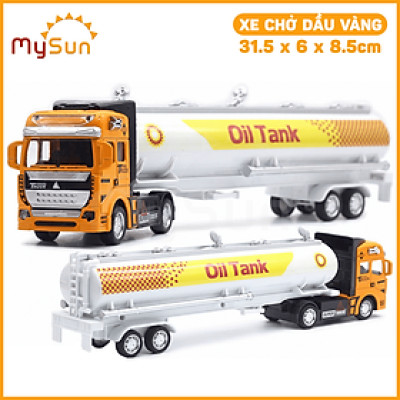 Xe container đồ chơi mô hình xe bồn đầu kéo công ten nơ chở xăng ô tô kim loại cho bé MySun