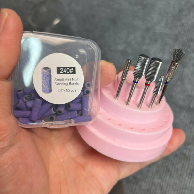 Combo 5 Đầu Mài Titan Vonfram Kèm 50 Nhám Tím Mini 240 Tặng Chổi Vệ Sinh Đầu Mài Chuyên Dùng Làm Nail Cá Nhân phá gel