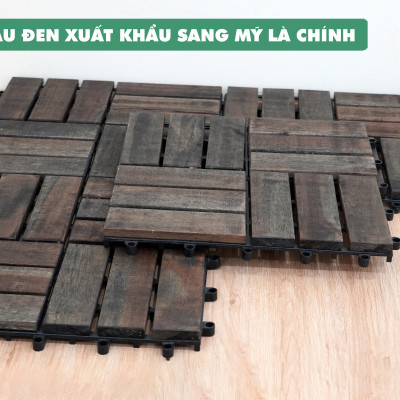 Vỉ Gỗ Lót Sàn Ban Công Thương Hiệu ANKAN Gu Màu Đen 12 Nan, Ván Sàn Gỗ Tự Nhiên, Sân Vườn, Hồ Bơi, Phòng Spa, Siêu Bền, Chịu Nước Tốt, Chống Trơn Trượt, Tiêu Chuẩn Xuất Khẩu (1 Vỉ) - Hàng Chính Hãng