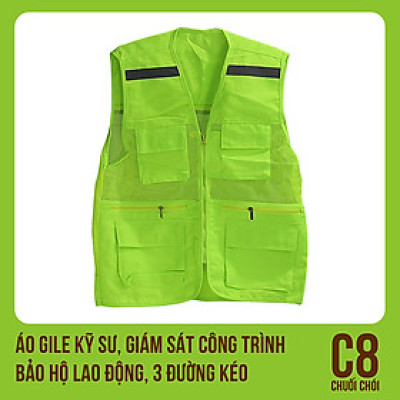 Áo Gile Kỹ Sư, Giám Sát Công Trình, Bảo Hộ Lao Động, 3 Đường Kéo - Mã C8 (Chuối Chối) 