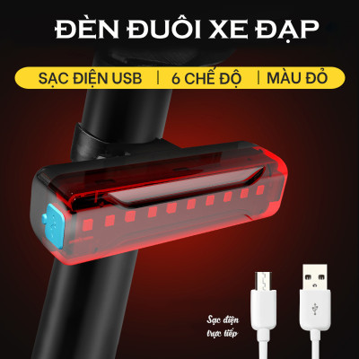 Đèn đuôi nhấp nháy đèn cảnh báo sau cho xe đạp thể thao màu đỏ A02 siêu sáng, chống nước, thời gian sáng lên đến 200h Mai Lee