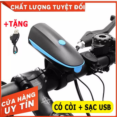 Đèn xe đạp thể thao siêu sáng có còi pin sạc usb led T6 chống nước - Đèn còi xe đạp có 3 chế độ sáng còi to