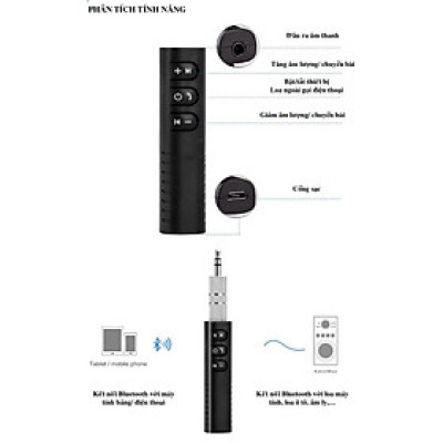 Bộ Chuyển Đổi Không Dây Bluetooth VSP-B09 Thiết Bị Chuyển Đổi Âm Thanh Có Dây Thành Không Dây Bluetooth Music V4.1 (Đen) - KHÔNG BAO GỒM TAI NGHE - Hàng Nhập Khẩu