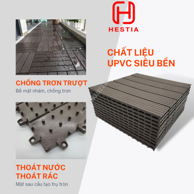COMBO22 Vỉ lót sàn nhựa uPVC cao cấp 3T-450, Tấm nhựa trải sàn trang trí ban công / sân vườn / sân thượng; lót sàn chống trơn trượt nhà tắm / bể bơi - Hàng Việt Nam chất lượng cao