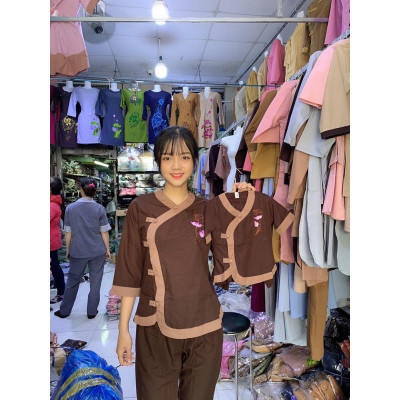 Đồ Lam Đi Chùa Pháp Phục Phật Giáo Mẹ Và Bé