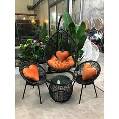 Bộ xích đu đơn Sân vườn Juno Sofa XĐ58 chất liệu khung sắt mây nhựa cao cấp ( Màu sắc tùy chọn )