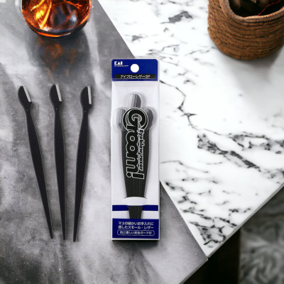 Dao Cạo Lông Mày Kai Groom 38531 - HC1161 Màu Đen (Set 3 Cây)