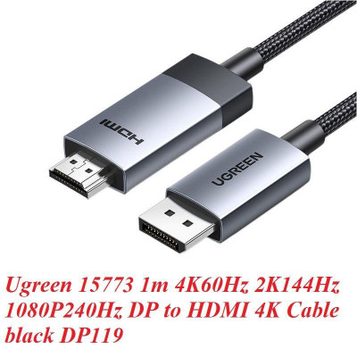 Ugreen UG15773DP119TK 1M 4K60Hz 2K144Hz 1080P240Hz Cáp chuyển Displayport sang HDMI dây bọc dù - HÀNG CHÍNH HÃNG