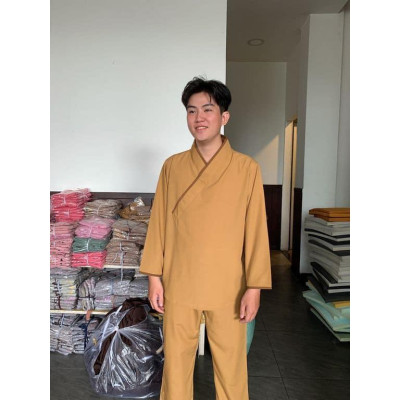 ĐỒ LAM ĐI CHÙA  PHÁP PHỤC PHẬT GIÁO nam tay dài