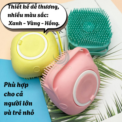 Bàn Chải Tắm Hình Thú Đáng Yêu Cho Bé – Chăm Sóc Da Nhẹ Nhàng Dụng Cụ Tắm Gội Silicon Đa Năng – Bóp Là Ra Bọt Cọ Tắm Silicon Tạo Bọt Có Hộp Đựng Xà Phòng Bàn Chải Massage Cơ Thể Silicon Mềm – Không Cần Tạo Bọt Tay