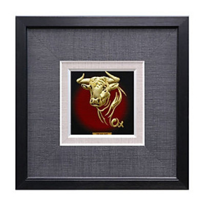 Tranh Vàng 24K PRIMA ART - Tranh Linh Vật Sửu (Con Trâu) - Kích thước 24 x 24 cm - CGS-0821-07
