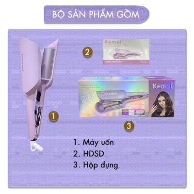 Máy uốn tóc sóng Kemei KM-3119 ion âm điều chỉnh 6 mức nhiệt độ phù hợp với mọi loại tóc - Hàng chính hãng