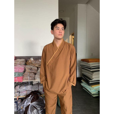 ĐỒ LAM ĐI CHÙA  PHÁP PHỤC PHẬT GIÁO nam tay dài