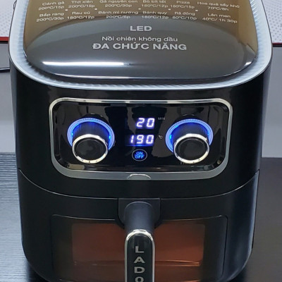 Nồi chiên không dầu 10.5L Ladomax HA-5610 công nghệ đối lưu chiên thức ăn giòn đều, hiển thị số điện tử - LED-Hàng chính hãng