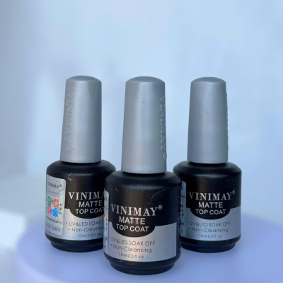 Sơn Gel Top Lỳ Vinimay Cao Cấp Chai 15ml Làm Nail, Tạo Hiệu Ứng Matte Top Lì Sang Trọng, Bền Màu Chuyên Dụng Cho Làm Móng