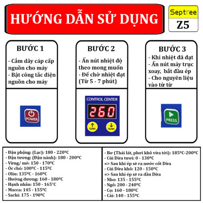 [ HÀNG CHÍNH HÃNG ] Máy Ép Dầu Thực Vật Nóng Lạnh Septree Z5 – Thương Hiệu Mỹ Cao Cấp Dùng Cho Gia Đình