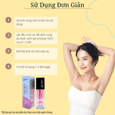 COMBO 3 Lọ Xịt Khử Mùi DEORA CLEAR Quyên Lara 50ml, Khử Mùi Hôi Nách, Ngăn Tiết Mồ Hôi