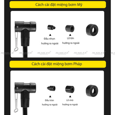 Bơm Xe Đạp Mini Dạng Đứng Áp Suất Cao 120psi B-2729 Thân nhôm gắn sườn xe tương thích Van Xe Phổ Thông và Van Nhọn (có kèm pad gắn) - Mai Lee