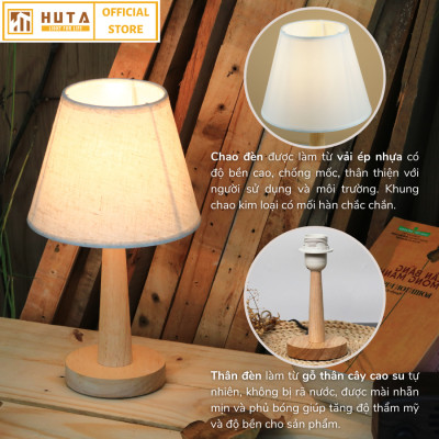 Đèn Ngủ Gỗ HUTA Light For Life G2 Chao Nón Vintage Dễ Thương, Decor Trang Trí Phòng Ngủ, Điều Chỉnh Độ Sáng, Bóng Led Sáng Vàng Tiết Kiệm Điện