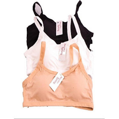 Combo 3 áo bra 3 dây lưng cotton (trắng, da, đen)