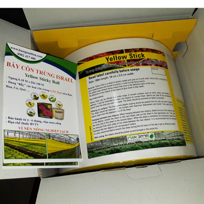 MIẾNG DÁN VÀNG BẪY CÔN TRÙNG NHẬP KHẨU ISRAEL DÙNG TRONG NÔNG NGHIỆP SẠCH NHƯ RAU THỦY CANH, RAU KHÍ CANH VÀ NÔNG NGHIỆP SẠCH (SET 20 ME2T DÀI). Kích thước ngang 0.18M x Dài 20M trải nghiệm