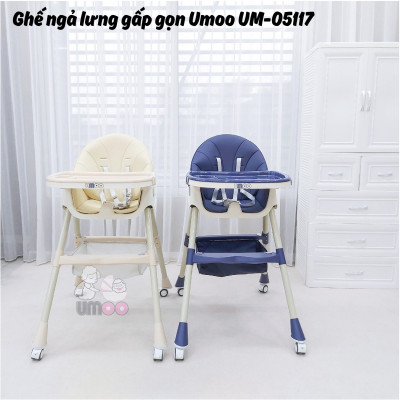 Ghế ngả lưng gấp gọn có bánh Umoo UM-05117 - Mã ghế đa zi năng nhất năm 2022, chấp hết mọi tư thế ăn nghiêng ngả của các siêu quậy nhí 
