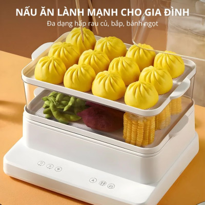 Nồi hấp hơi nước 3 tầng 24L Mishio MK384 800W - Hàng chính hãng