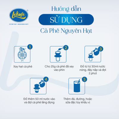Cà phê nguyên hạt Đặc Biệt Lekofe 80% Robusta 20% Arabica Đắng đậm chua nhẹ Túi 500gram