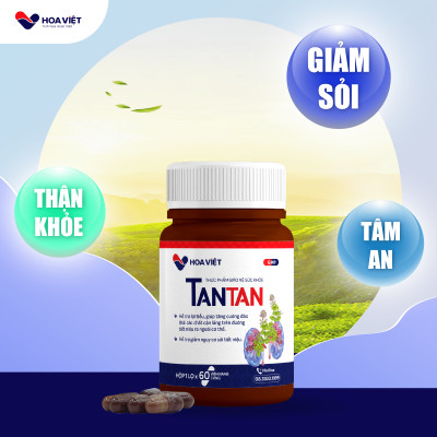 Viên sỏi Tan Tan Hoa Việt thảo dược giảm nguy cơ sỏi thận sỏi giảm viêm đường tiết niệu hộp 60 viên
