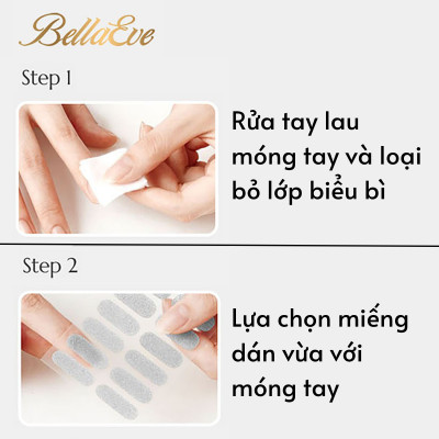 Bộ 20 Miếng Dán Móng Tay Kiểu Hàn Quốc Silicon Không Keo Dán Bellaeve