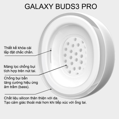 Cặp Nút Đệm Tai Nghe Silicone Thay Thế Cho Samsung Galaxy Buds 3 Pro - Hàng Chính Hãng