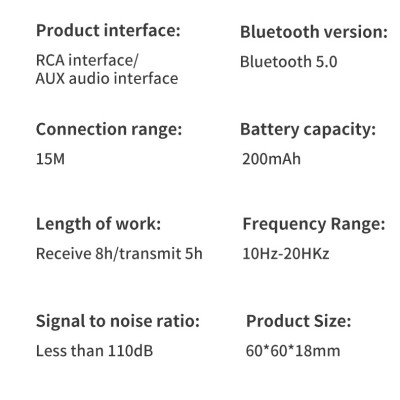 ROGTZ - Bộ Thu Phát Âm Thanh Bluetooth 5.0 2 Trong 1 BT-21, Hỗ trợ NFC, Pin 200mAh 8 Giờ, Chip Xử Lý Âm Thanh Thế Hệ Mới, 2 Cổng Âm Thanh RCA và AUX, Thiết Kế Nhỏ Gọn - Hàng Chính Hãng