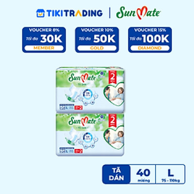 [Mẫu mới] Combo 2 Tã dán người lớn SunMate XA2 mới size L-18+2 miếng