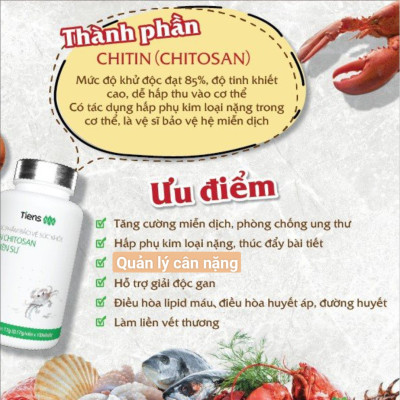 Thực phẩm bảo vệ sức khỏe Viên Chitosan - Thiên Sư. Tăng cường chức năng miễn dịch, Bảo vệ và giải độc gan