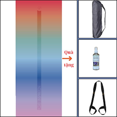 Thảm tập yoga chính hãng Yvonne, Flowsate Rainbow (TẶNG KÈM 3 PHẦN QUÀ) dày 6mm, bề mặt nhám, siêu bám, chống trơn trượt, thấm hút mồ hôi, càng nhiều mồ hôi càng bám, dễ vệ sinh, bề đẹp, sang trọng