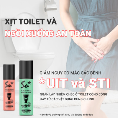 Combo 2 chai Xịt khử khuẩn bệ ngồi bồn cầu Su Star hương chanh và bạc hà, loại bỏ 99.999% (50ml)