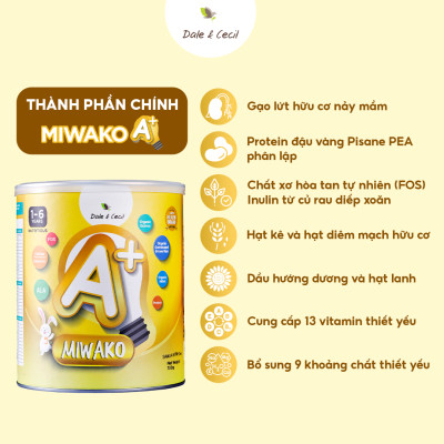 Sữa Công Thức Hạt Thực Vật Hữu Cơ Miwako A+ Vị Vani Hộp 400g x 1 Hộp - Miwako Việt Nam