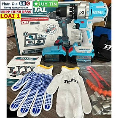 [chính hãƞg] Máy Khoan Pin TOTAL 20V, Đầu Autolock 13mm, Động Cơ Không Chổi Than Hàng Cao Cấp (Bảo  Hành 12 Tháng)