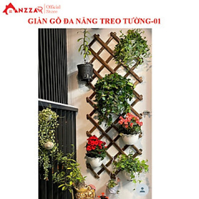 Giàn gỗ đa năng trang trí ban công, giàn leo cho cây, hoa, kệ gỗ gắn tường treo cây ban công