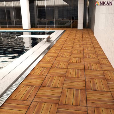 Vỉ Gỗ Lót Sàn Ban Công Cao Cấp 4 Nan – Chống Thấm, Bền Bỉ, Màu Vàng Sang Trọng