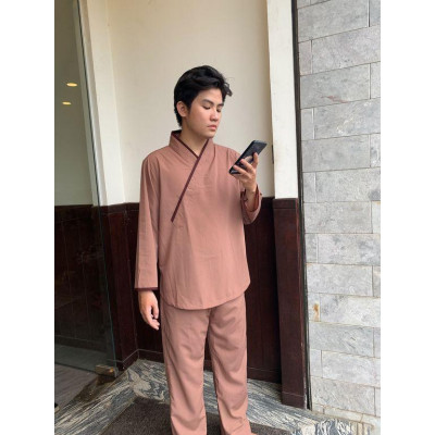 ĐỒ LAM ĐI CHÙA  PHÁP PHỤC PHẬT GIÁO nam tay dài